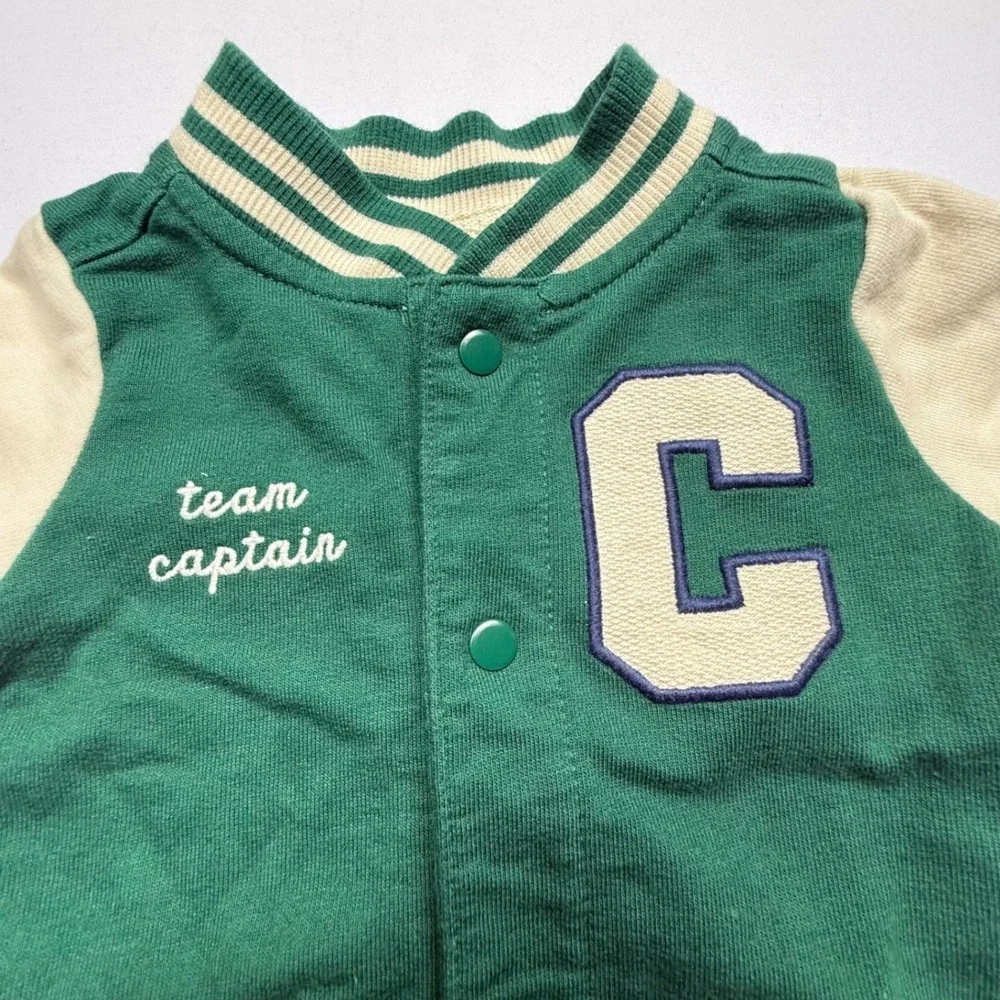 Carters 6M Green Varsity Letterman Team Captain Jumper One Piece Romper